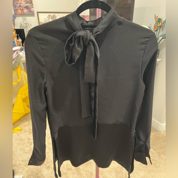 H&M black satin blouse with tie detail on the back - Picture 1 of 4